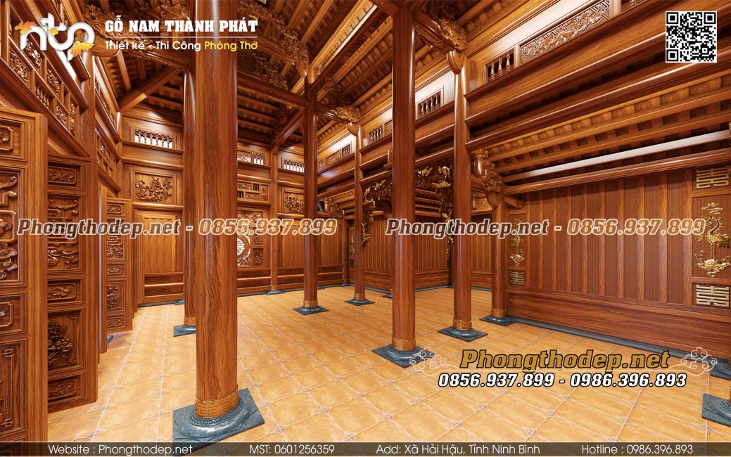 Góc nhìn bao quát không gian nhà gỗ cổ truyền